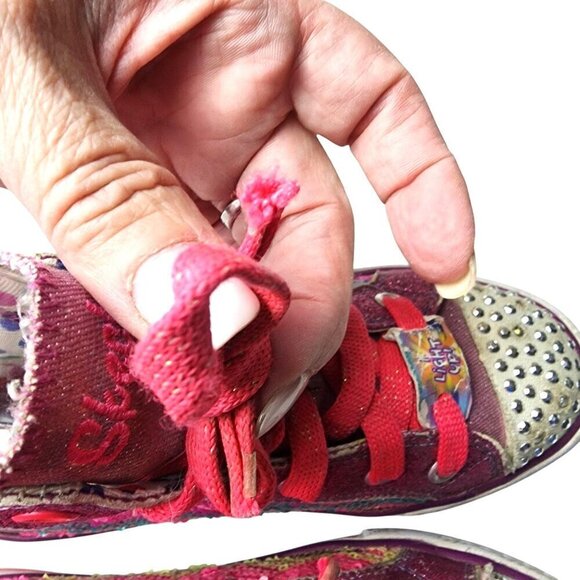 Skechers Twinkle Toes Pink Multi Color Sequins Sparkles High Top Sneakers 12.5 - Picture 11 of 13